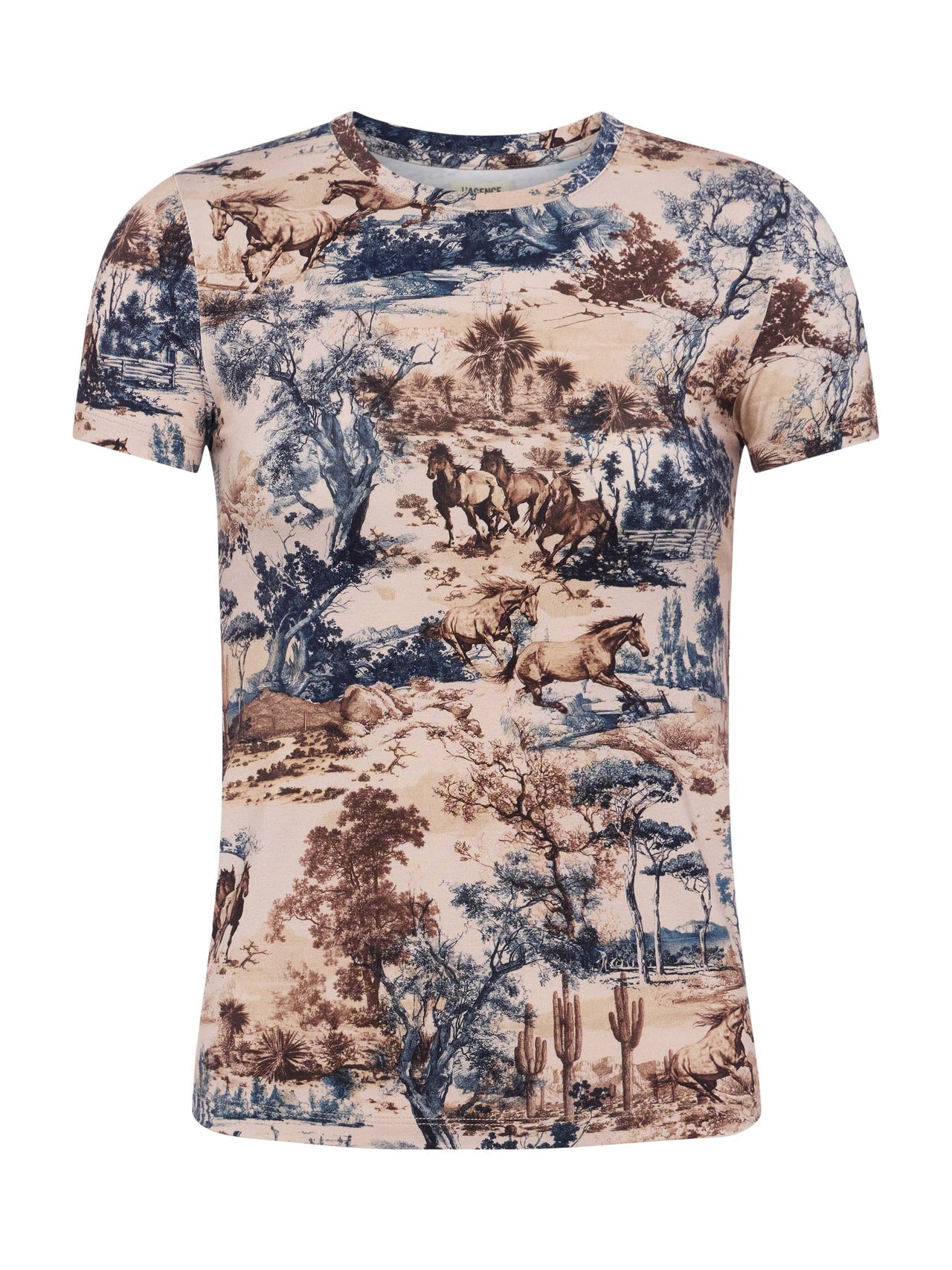 Ressi Fitted Tee in Tan Multi Western Toile | L'AGENCE sale