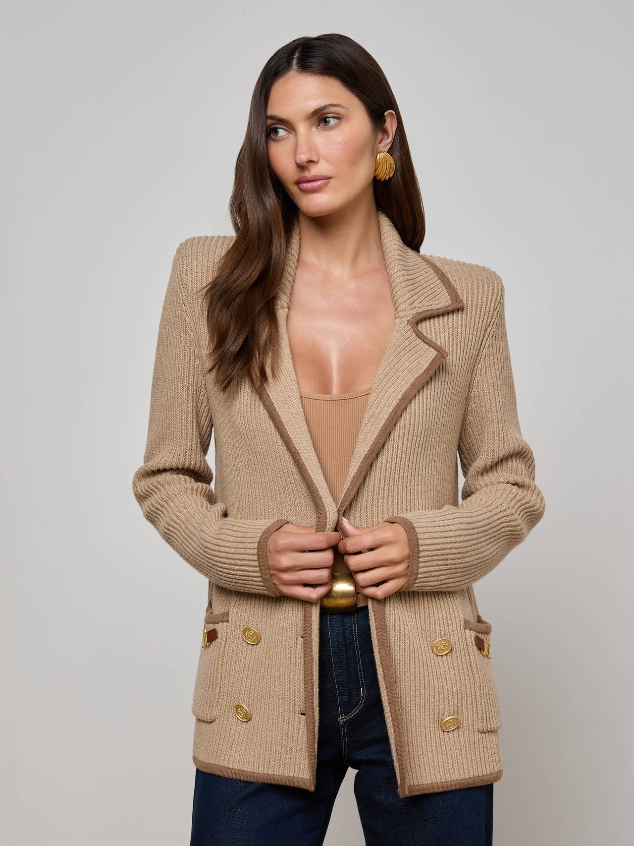Ranch Knit Blazer in Natural/Brown | L'AGENCE near me