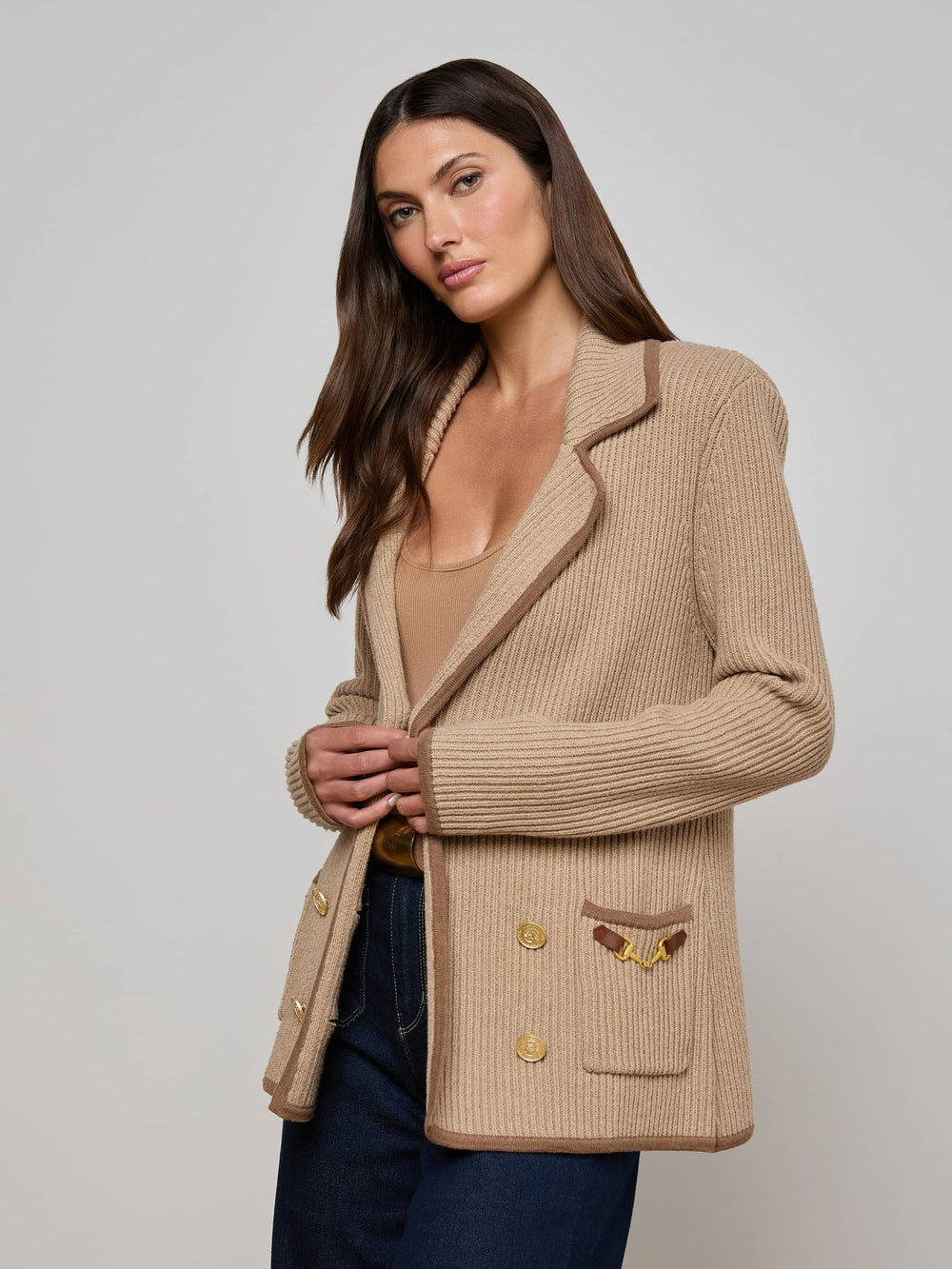 Ranch Knit Blazer in Natural/Brown | L'AGENCE near me