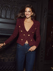 Bethany Knit Blazer in Dark Syrah/Gold | L'AGENCE sale