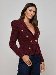 Bethany Knit Blazer in Dark Syrah/Gold | L'AGENCE sale