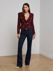 Bethany Knit Blazer in Dark Syrah/Gold | L'AGENCE sale