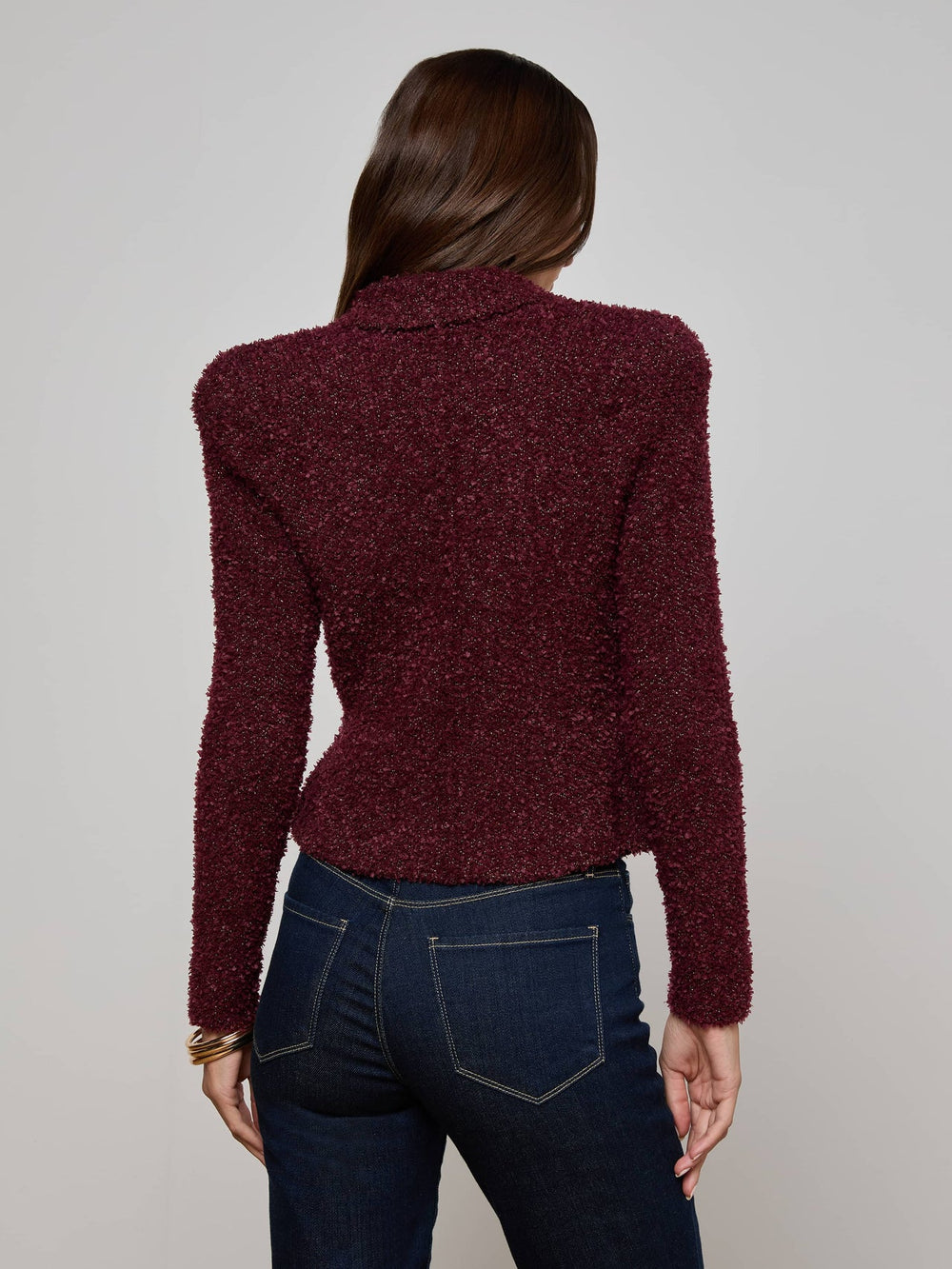 Bethany Knit Blazer in Dark Syrah/Gold | L'AGENCE sale