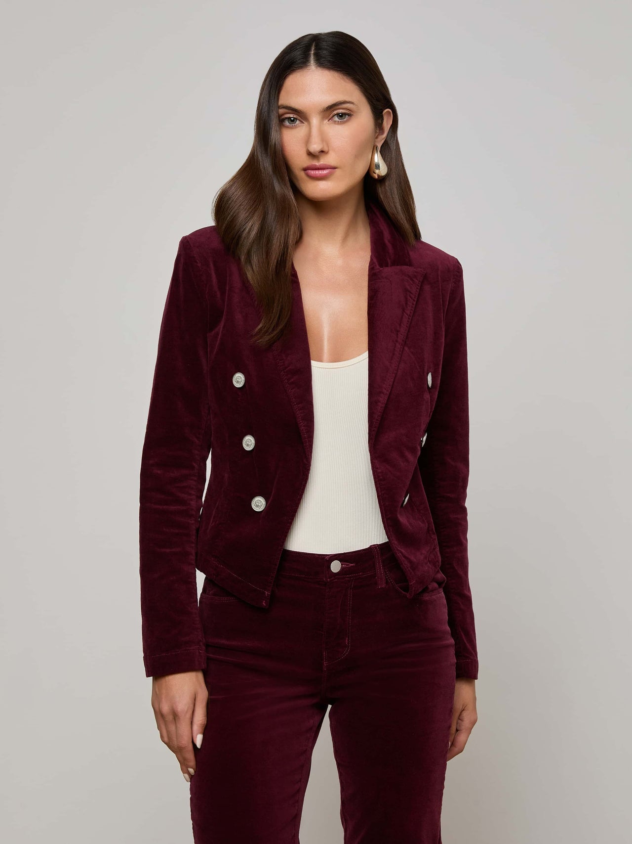 Wayne Velvet Blazer in Dark Port | L'AGENCE sale