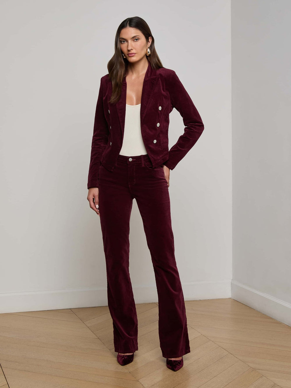 Wayne Velvet Blazer in Dark Port | L'AGENCE sale