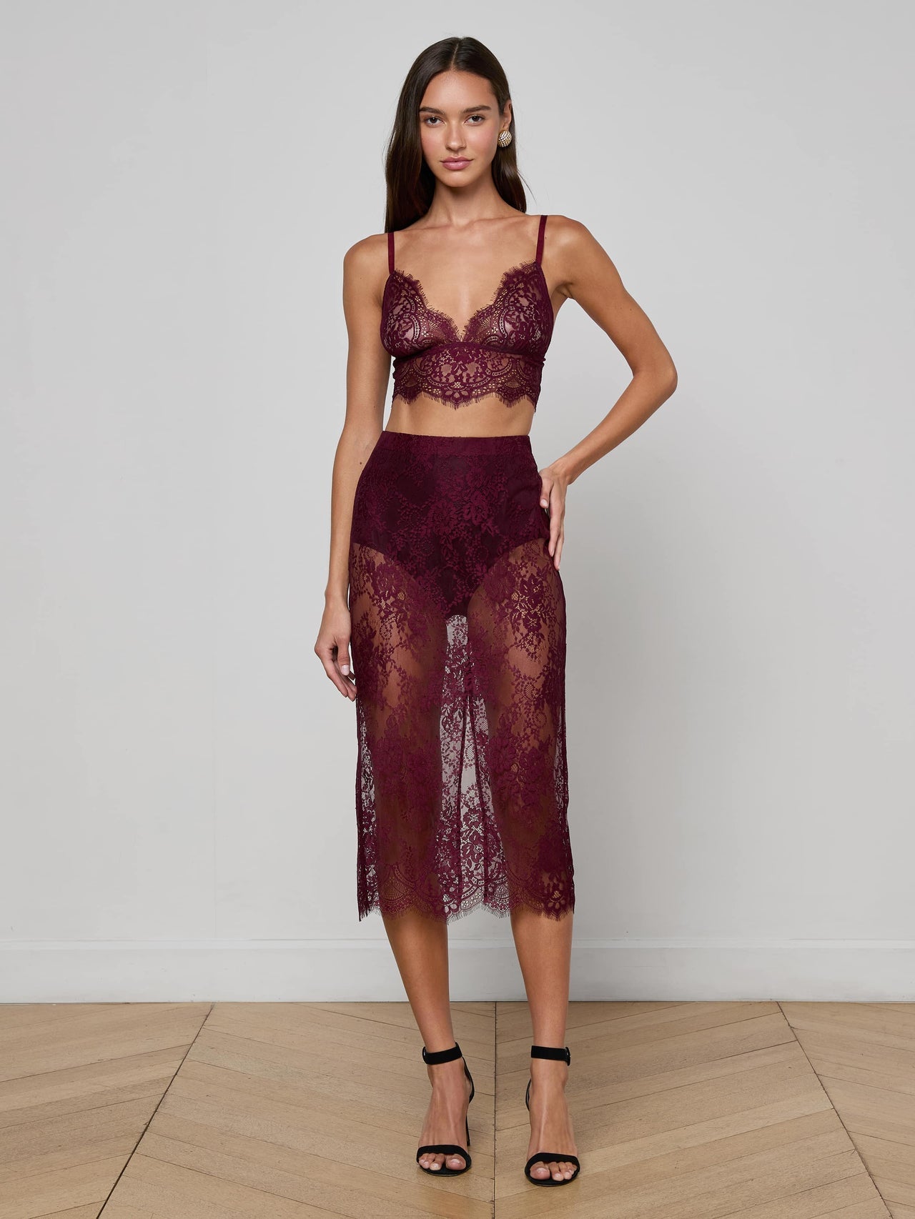 Aislin Lace Bralette in Dark Port | L'AGENCE Women
