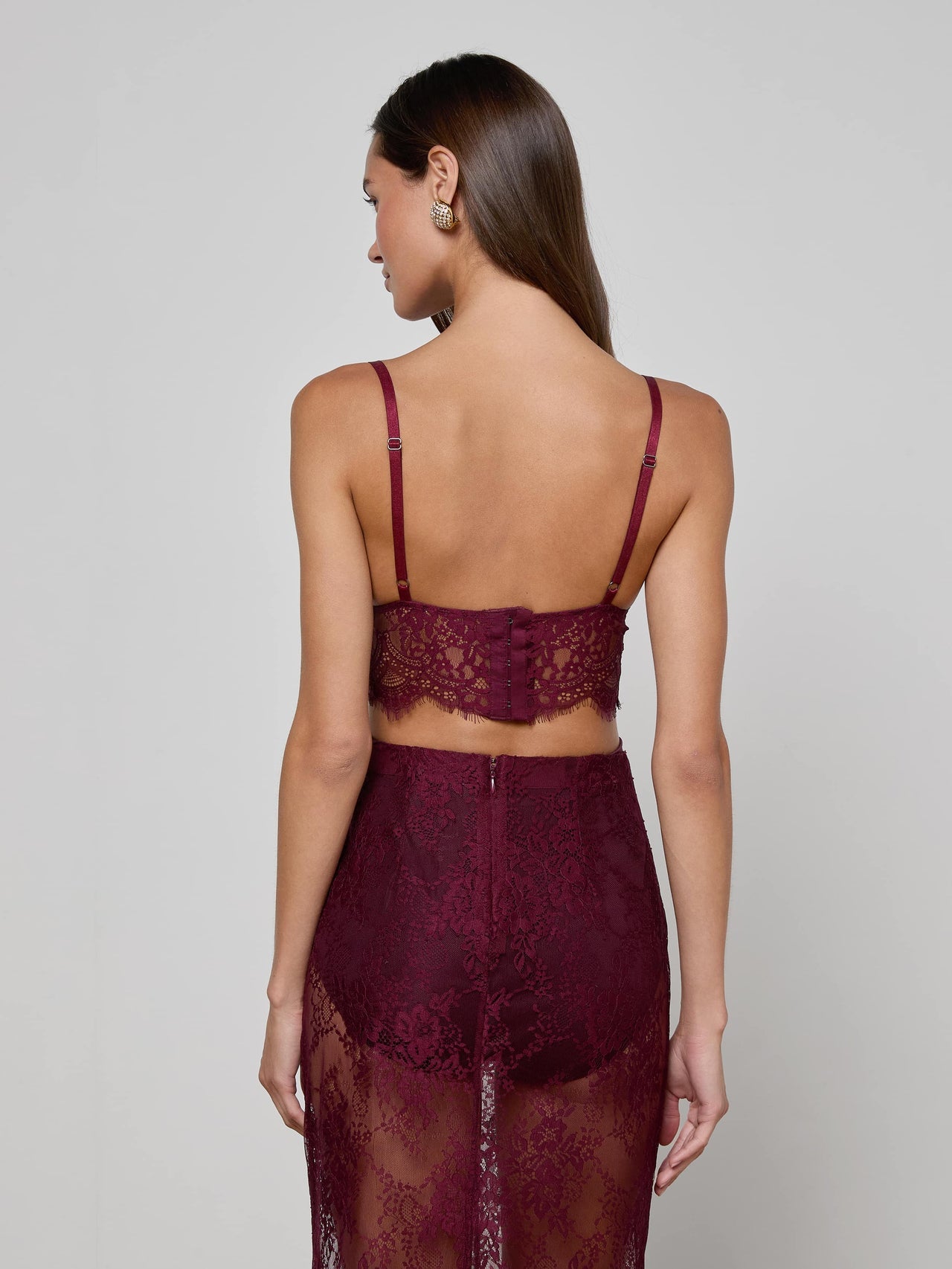 Aislin Lace Bralette in Dark Port | L'AGENCE Women