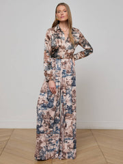 Tyler Silk Blouse in Tan Multi Western Toile | L'AGENCE US