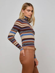 Olene Turtleneck in Stone Blue/Brown Multi | L'AGENCE Women