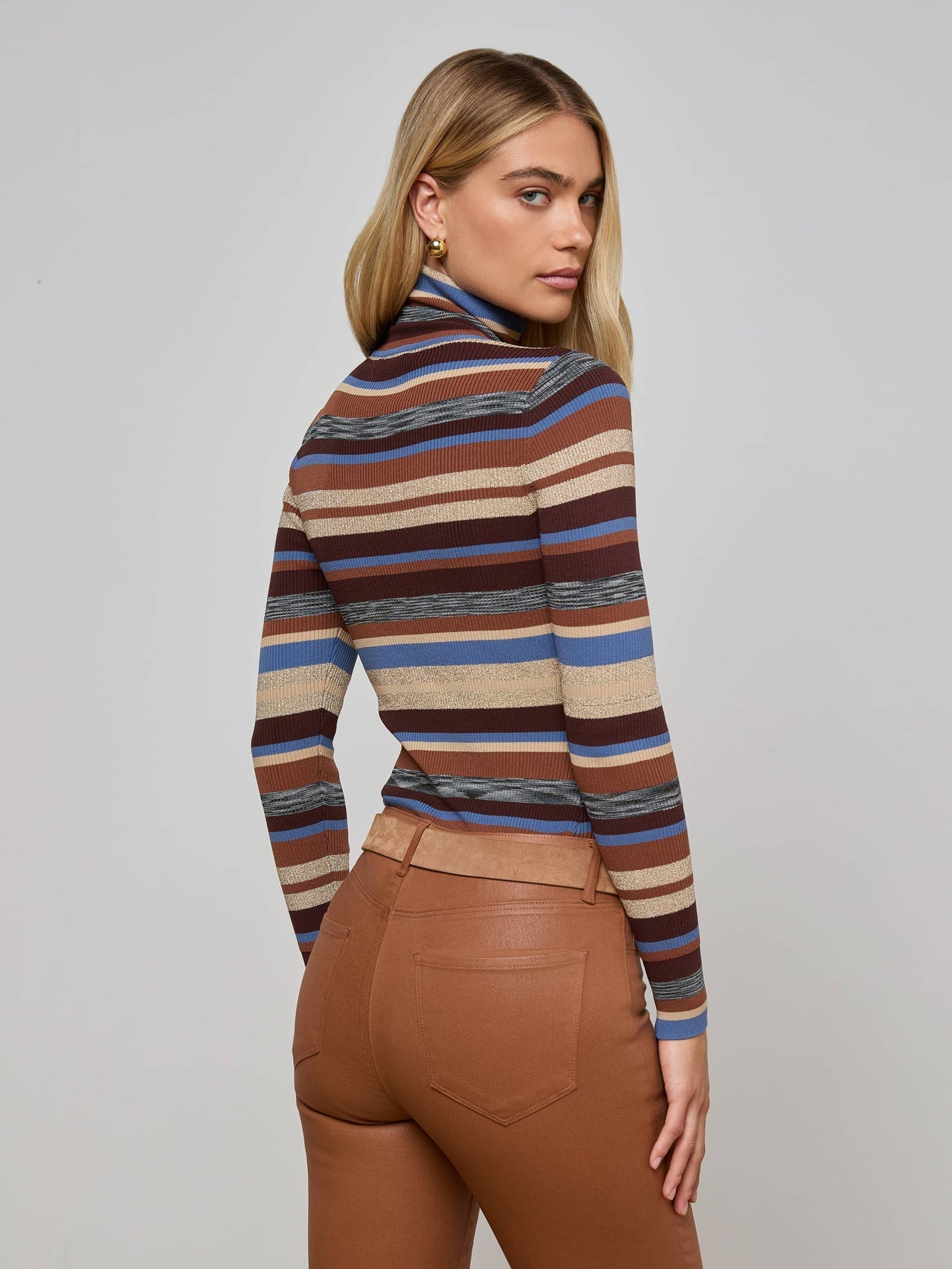 Olene Turtleneck in Stone Blue/Brown Multi | L'AGENCE Women