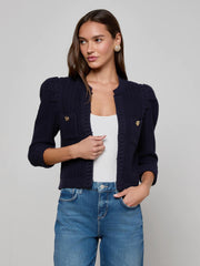 Delli Cropped Cardigan in Midnight | L'AGENCE US