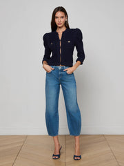 Delli Cropped Cardigan in Midnight | L'AGENCE US