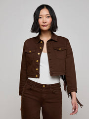 Koda Fringe Jean Jacket in Brown | L'AGENCE discount