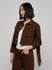 Koda Fringe Jean Jacket in Brown | L'AGENCE discount