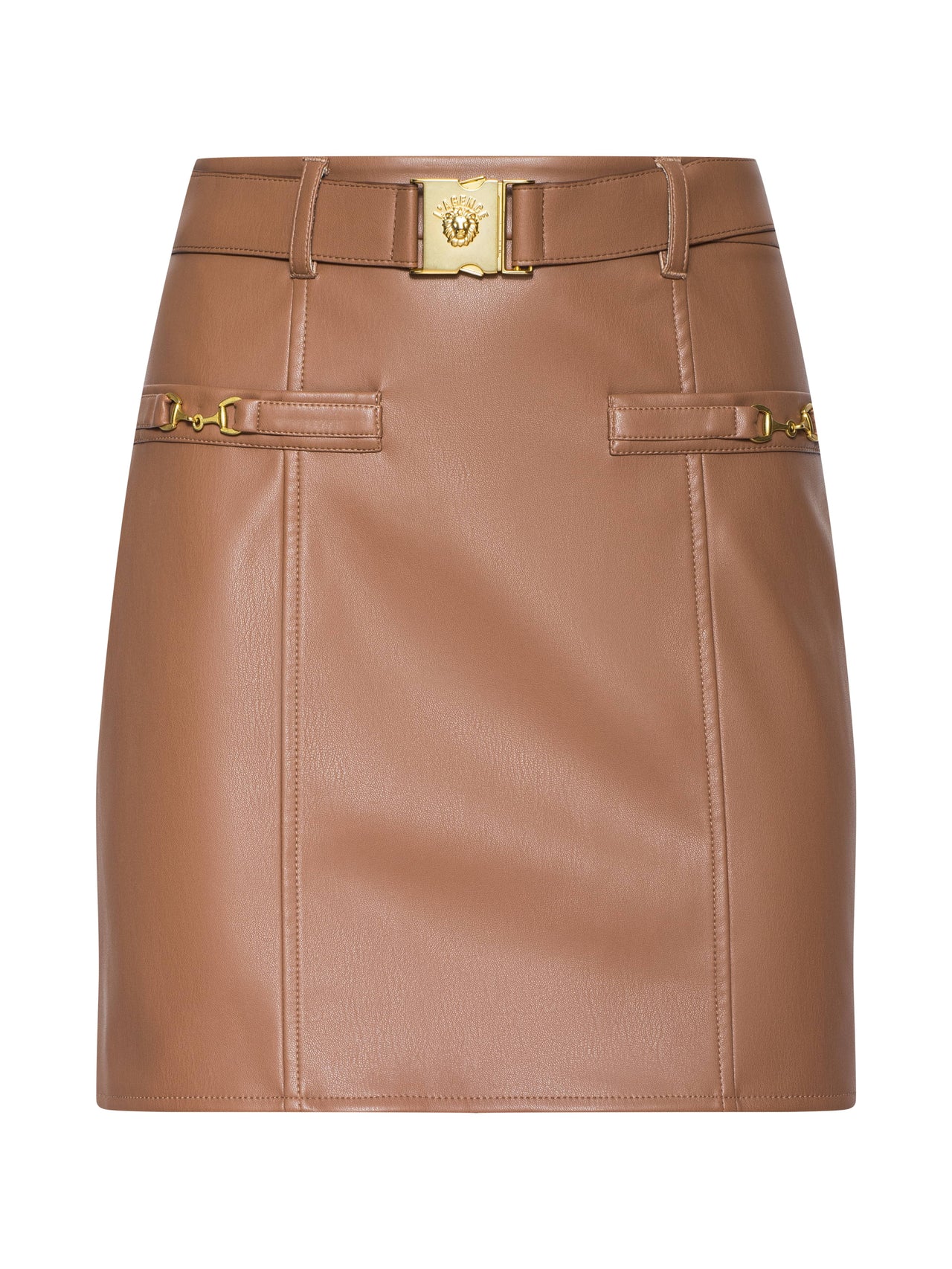 Yvette Vegan Leather Mini Skirt in Soft Cognac | L'AGENCE discount