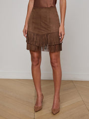 Lyle Vegan Suede Mini Skirt in Carafe Brown | L'AGENCE online