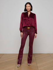 Bianca Silk Blouse in Dark Port | L'AGENCE discount