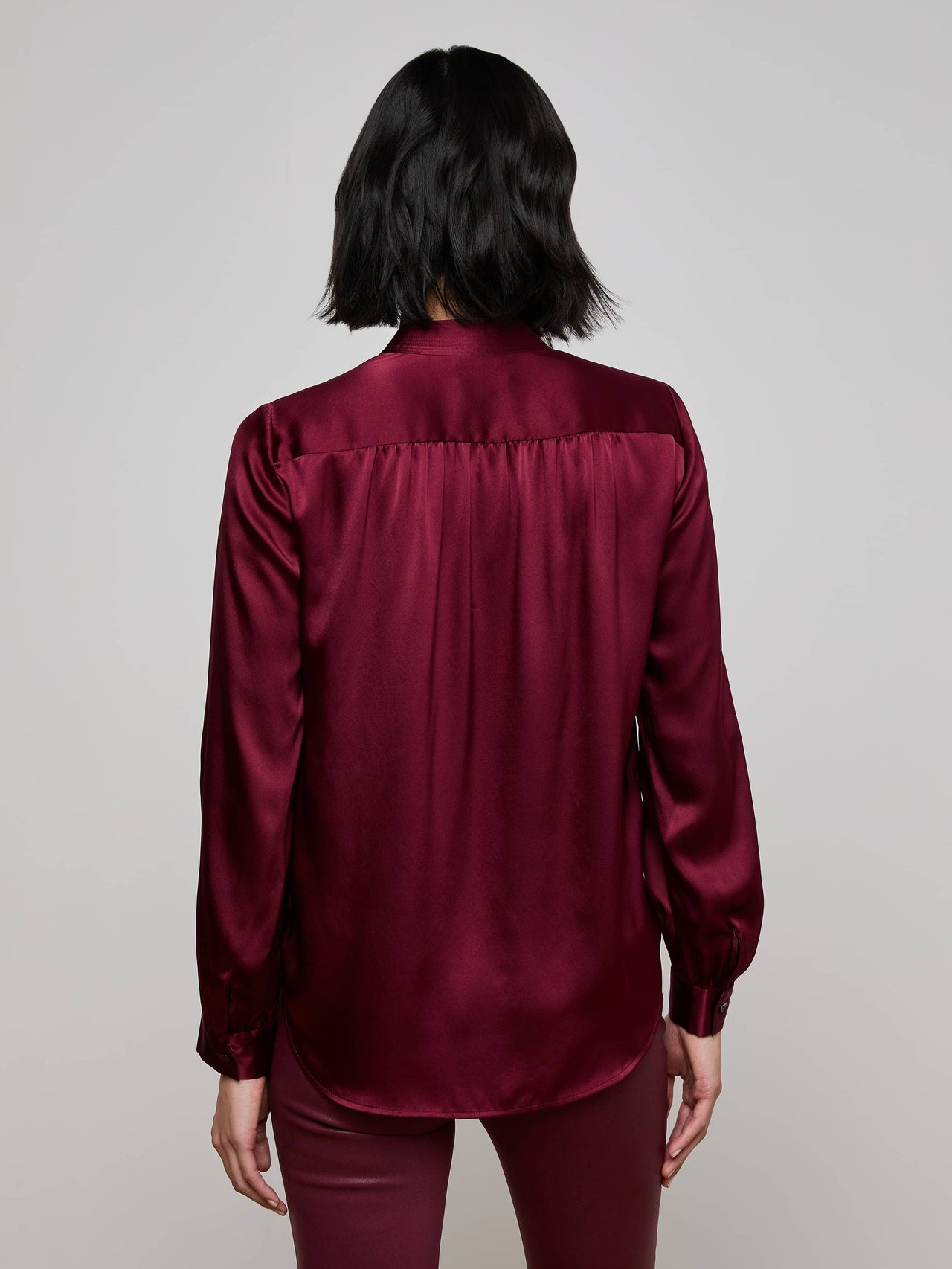 Bianca Silk Blouse in Dark Port | L'AGENCE discount