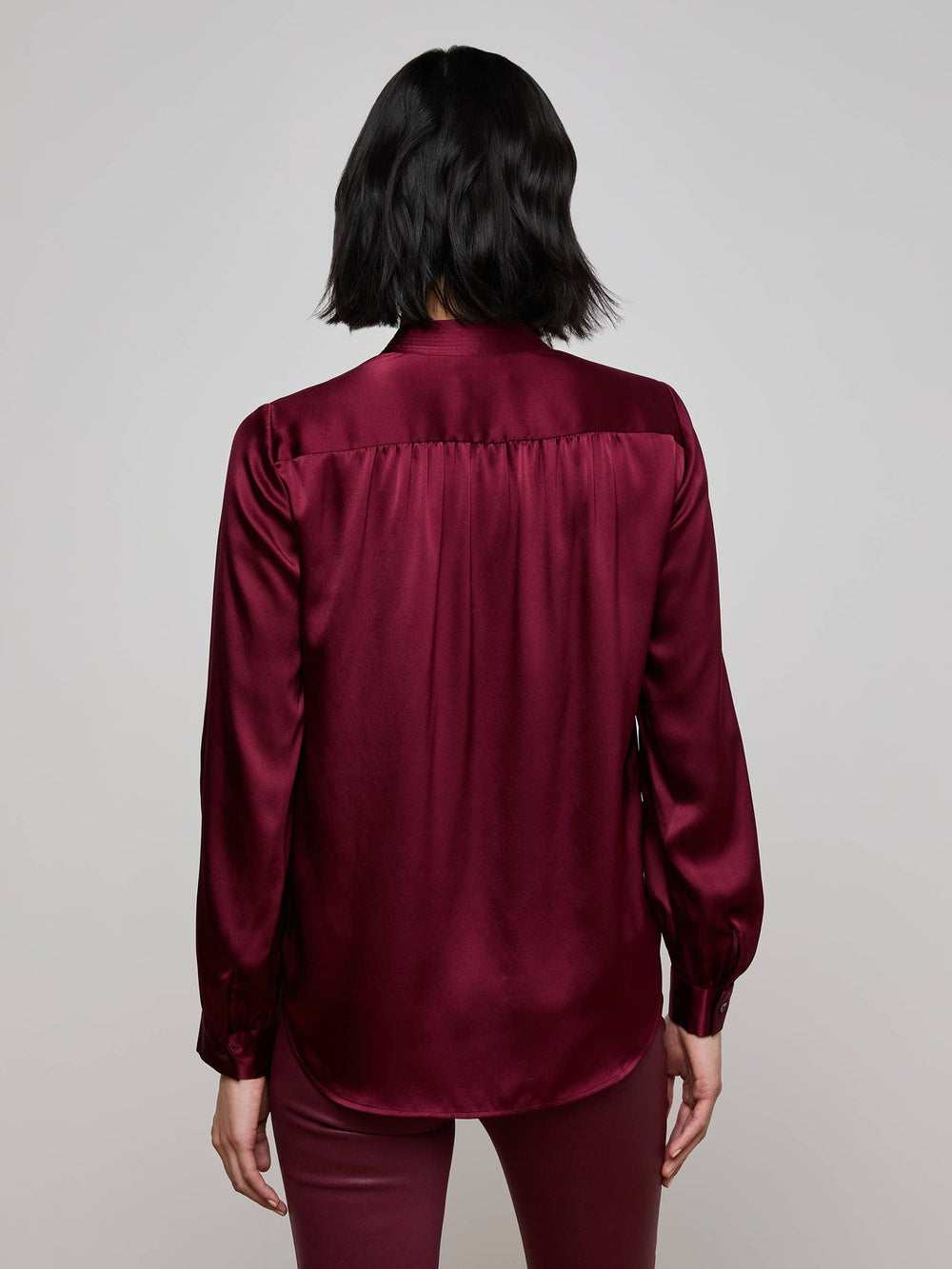 Bianca Silk Blouse in Dark Port | L'AGENCE discount