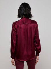 Bianca Silk Blouse in Dark Port | L'AGENCE discount