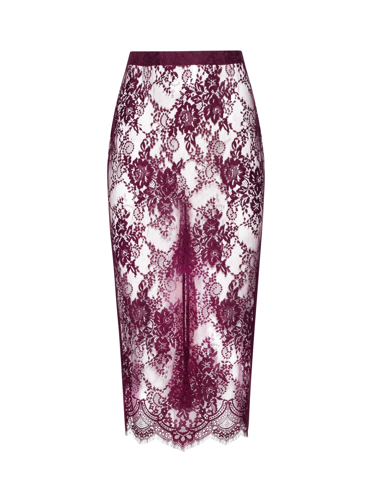 Makena Lace Pencil Skirt in Dark Port | L'AGENCE for sale