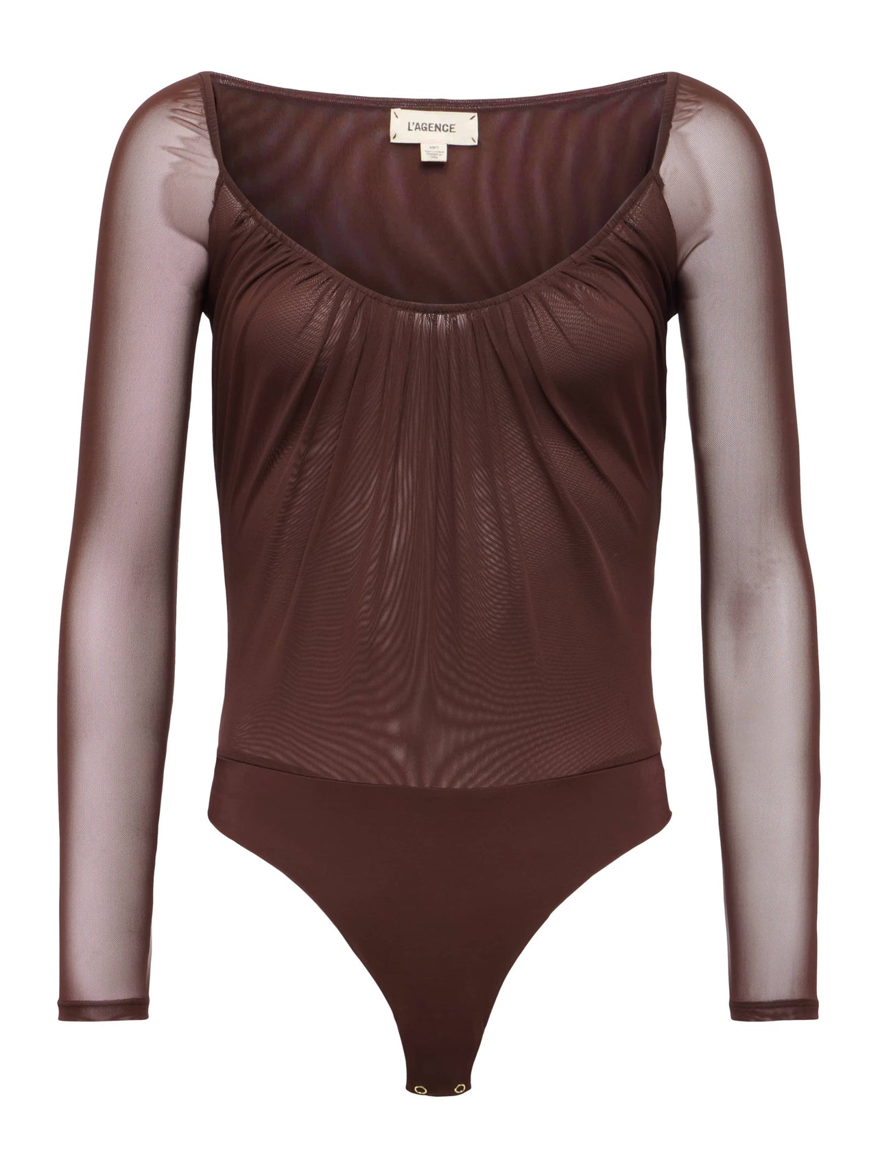 Gwendolyn Mesh Bodysuit in Chocolate | L'AGENCE US
