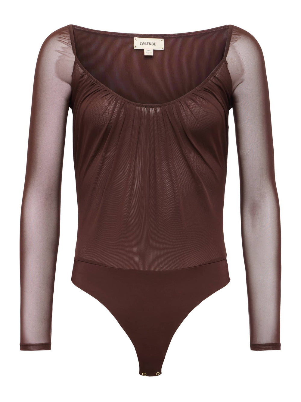 Gwendolyn Mesh Bodysuit in Chocolate | L'AGENCE US