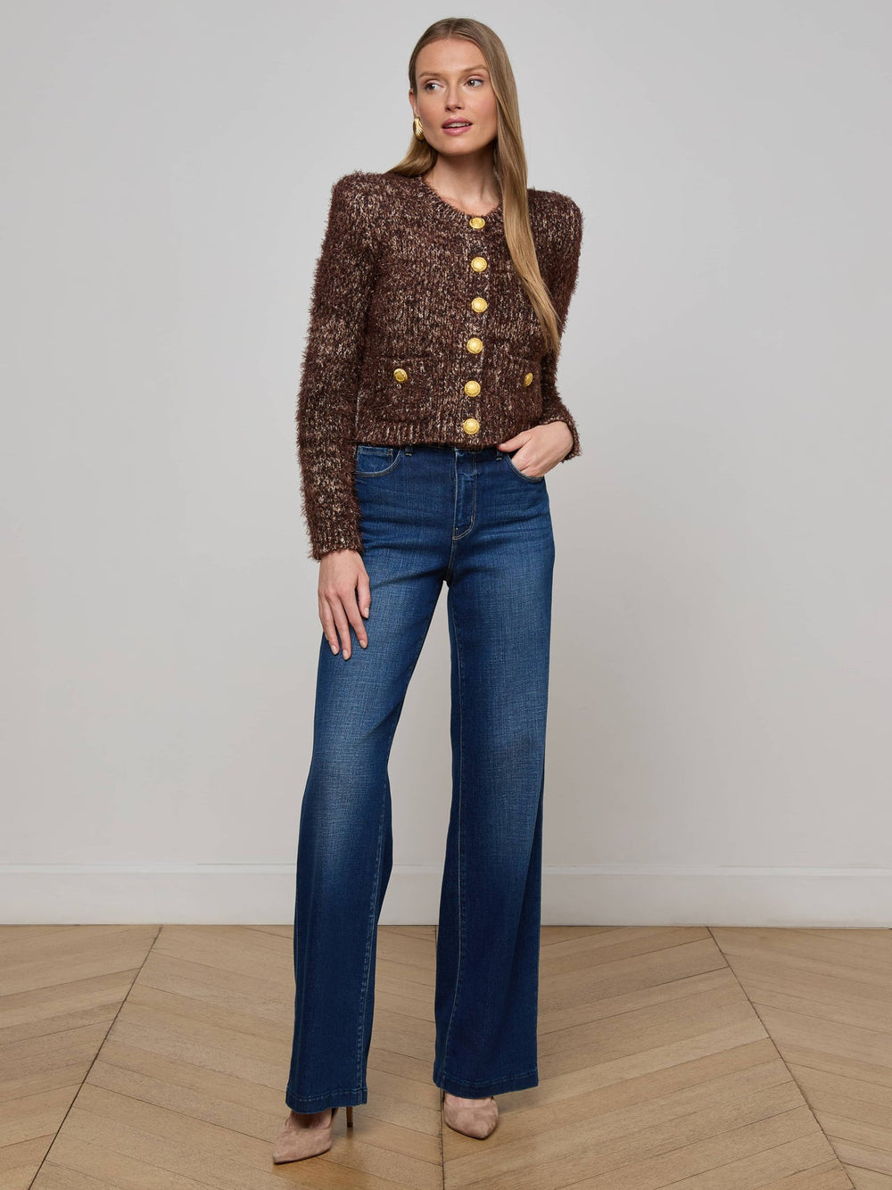 Una Knit Cardigan in Chocolate Multi | L'AGENCE Women
