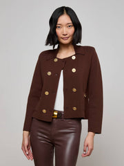 Madilyn Knit Jacket in Chocolate/Gold | L'AGENCE discount