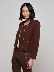 Madilyn Knit Jacket in Chocolate/Gold | L'AGENCE discount