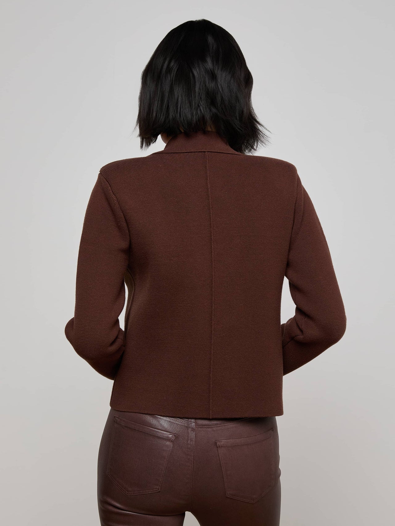 Madilyn Knit Jacket in Chocolate/Gold | L'AGENCE discount