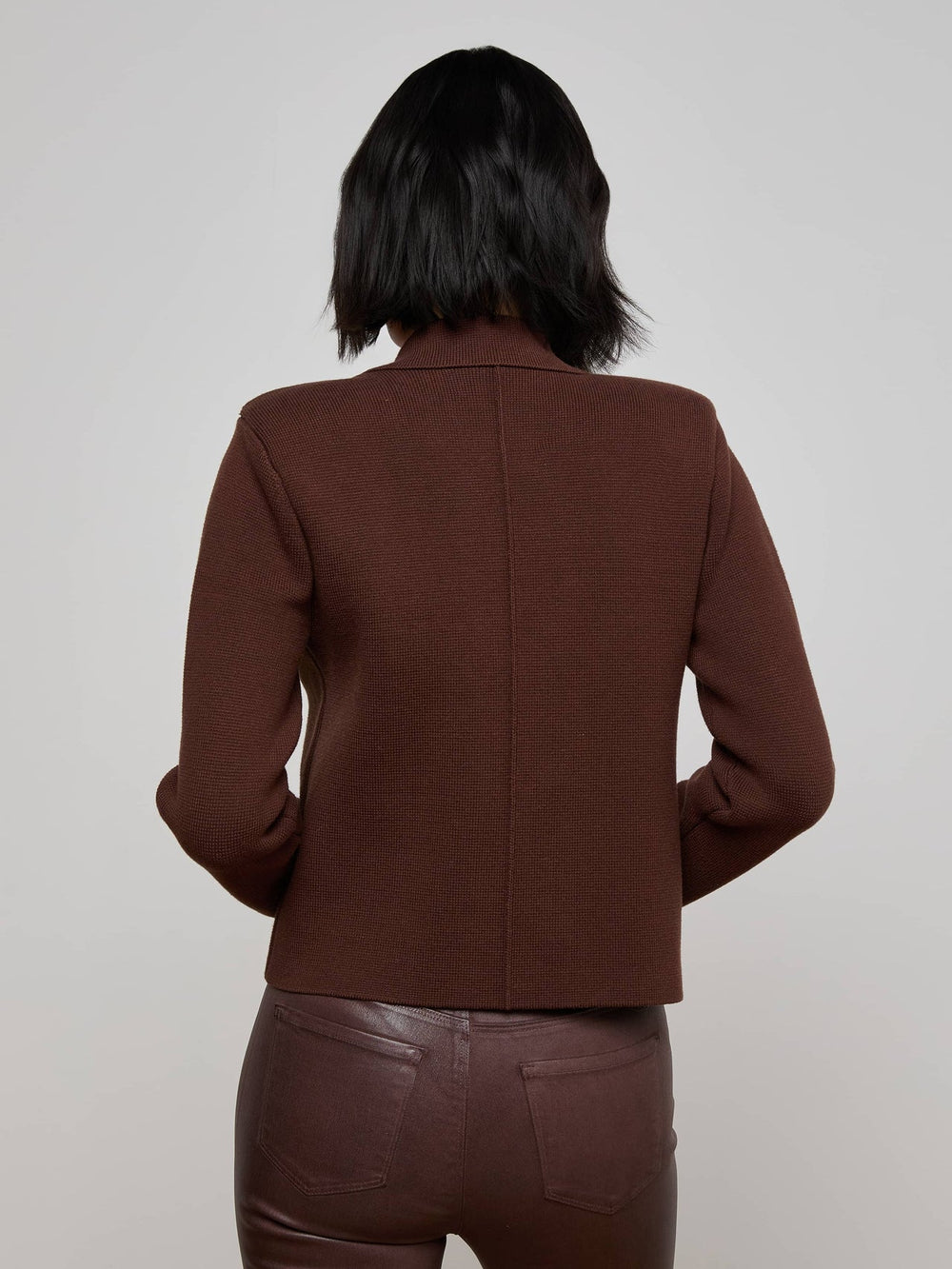 Madilyn Knit Jacket in Chocolate/Gold | L'AGENCE discount