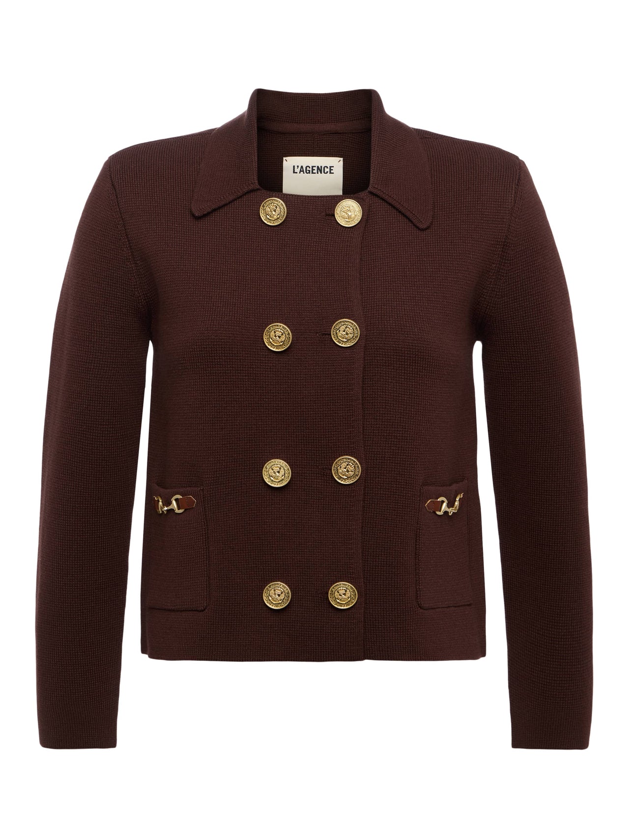 Madilyn Knit Jacket in Chocolate/Gold | L'AGENCE discount