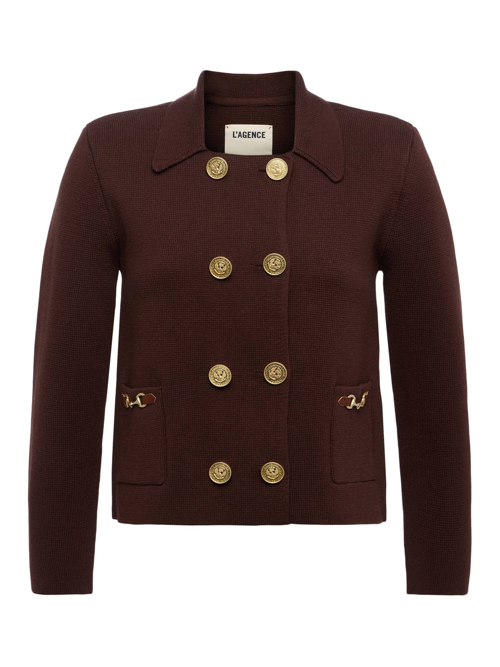 Madilyn Knit Jacket in Chocolate/Gold | L'AGENCE discount