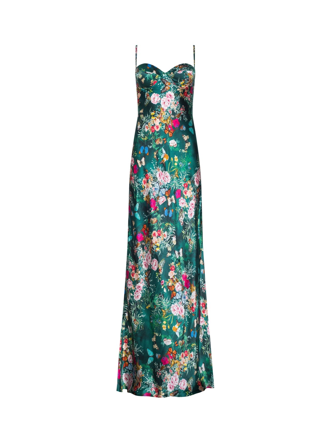 Sayla Silk Gown in Bottle Green Multi Charonda Butterfly | L'AGENCE sale