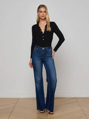 Elisabetta Knit Bodysuit in Black/Gold | L'AGENCE sale