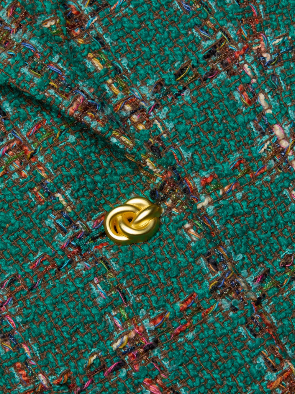Gweny Tweed Blazer in Green Windowpane Tweed | L'AGENCE online