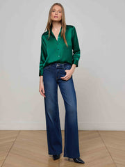 Dani Silk Blouse in Bottle Green | L'AGENCE Women