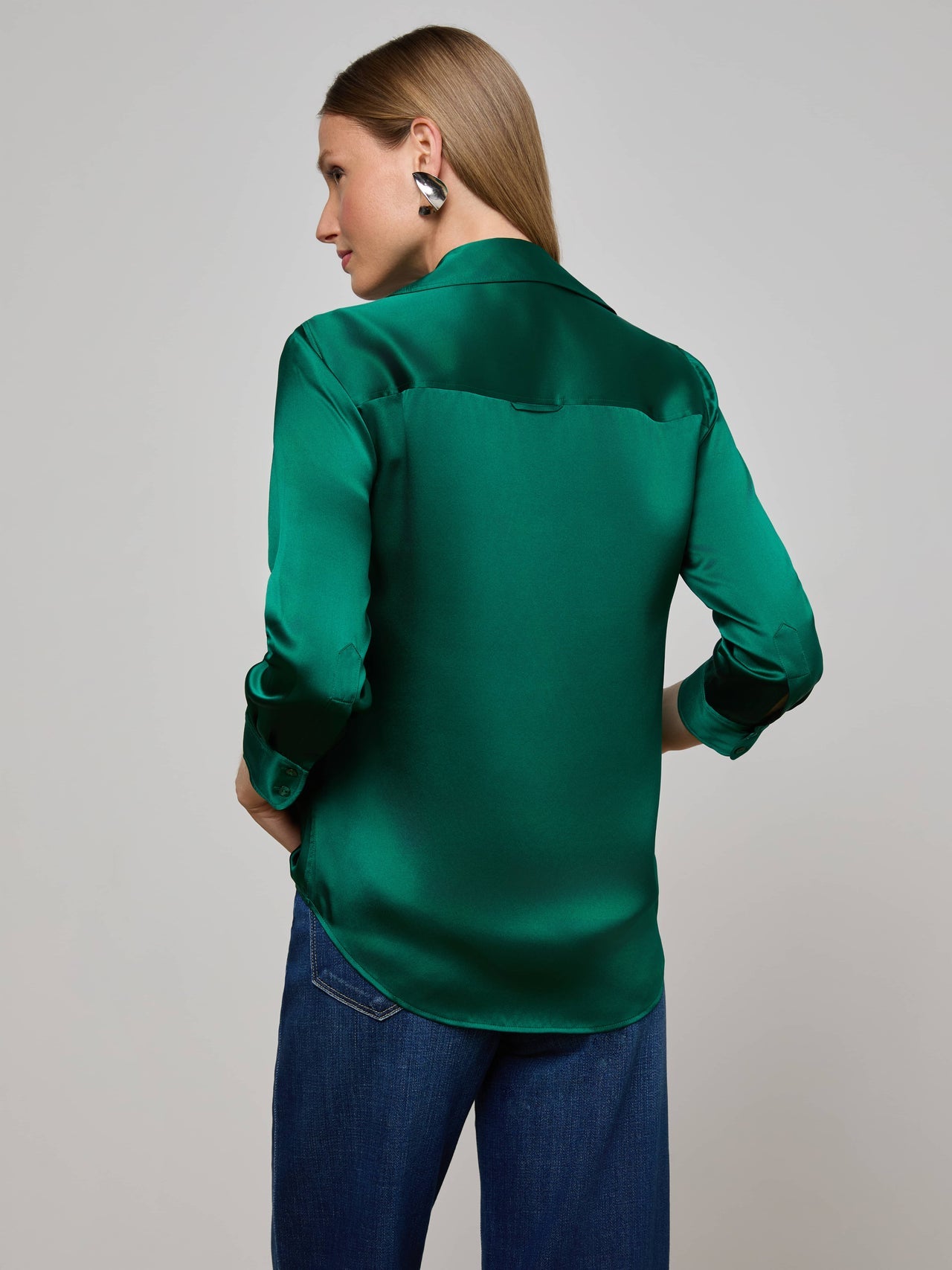 Dani Silk Blouse in Bottle Green | L'AGENCE Women