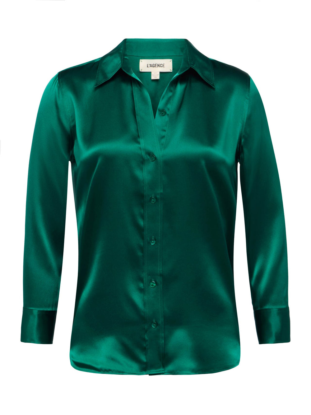 Dani Silk Blouse in Bottle Green | L'AGENCE Women