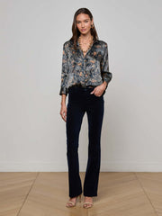 Dani Silk Blouse in Midnight Multi Etched Paisley | L'AGENCE US