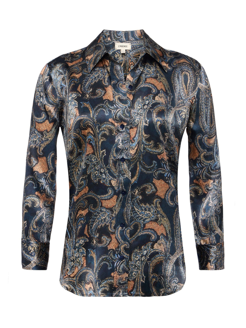 Dani Silk Blouse in Midnight Multi Etched Paisley | L'AGENCE US