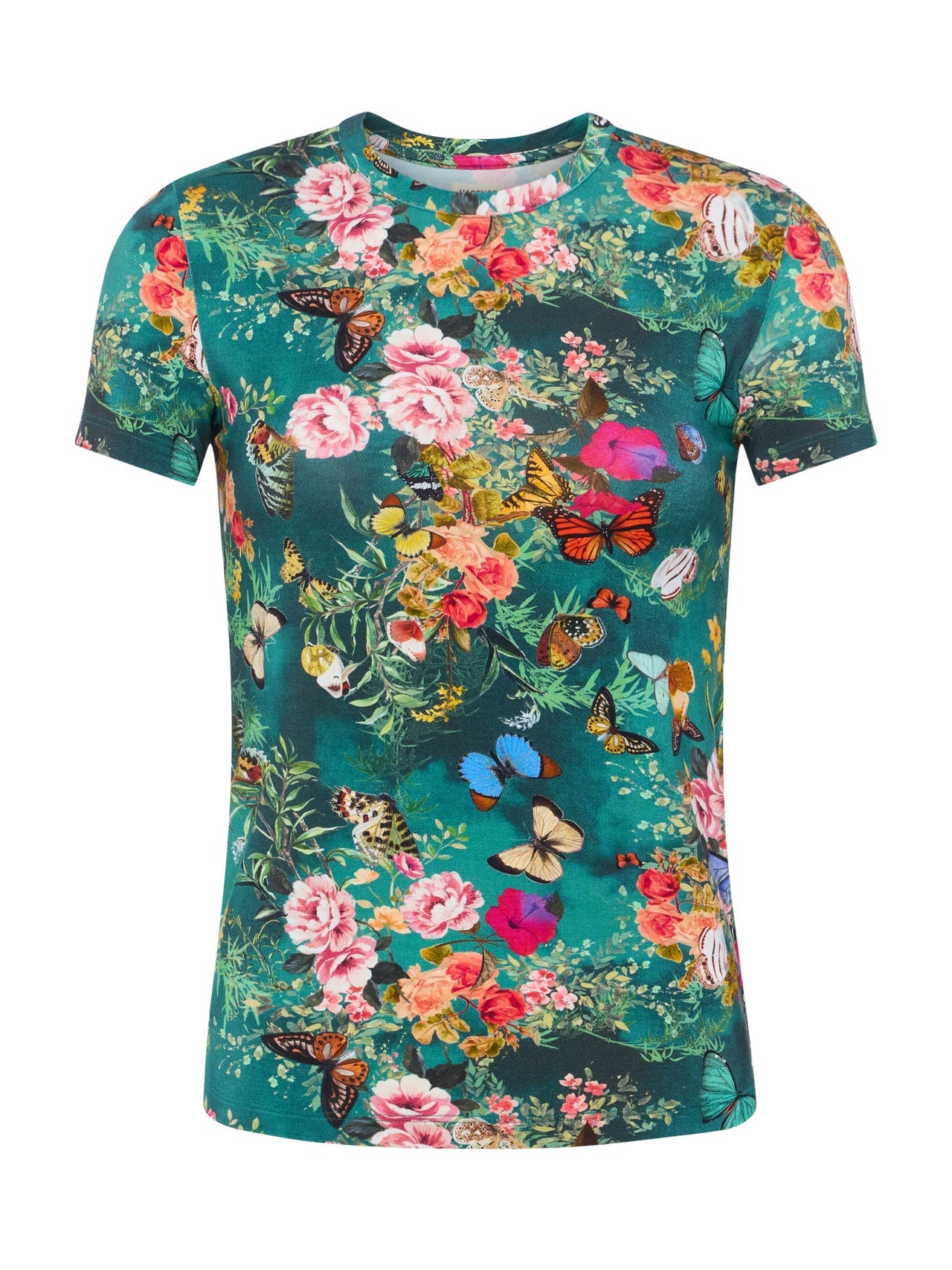 Ressi Fitted Tee in Bottle Green Multi Charonda Butterfly | L'AGENCE for sale