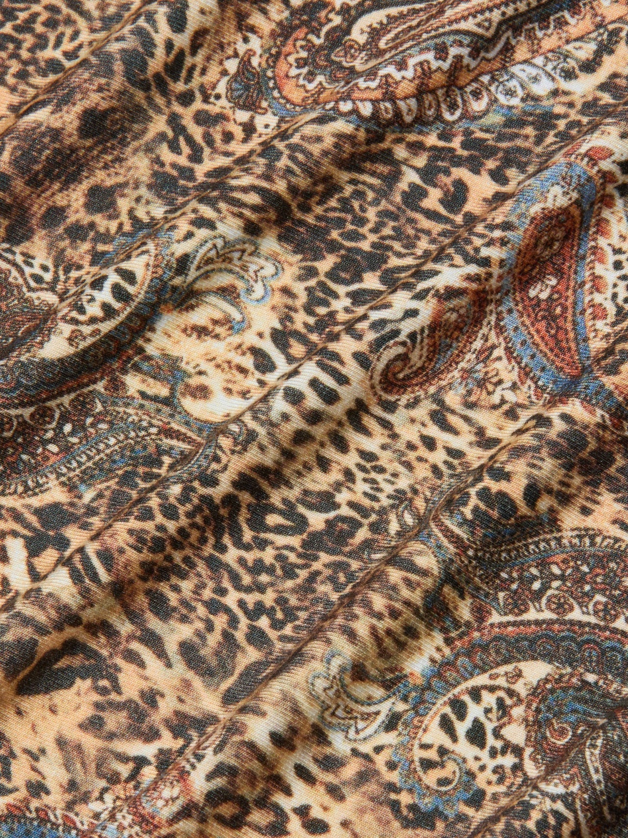 Ressi Fitted Tee in Brown/Blue Valencia Leopard | L'AGENCE online