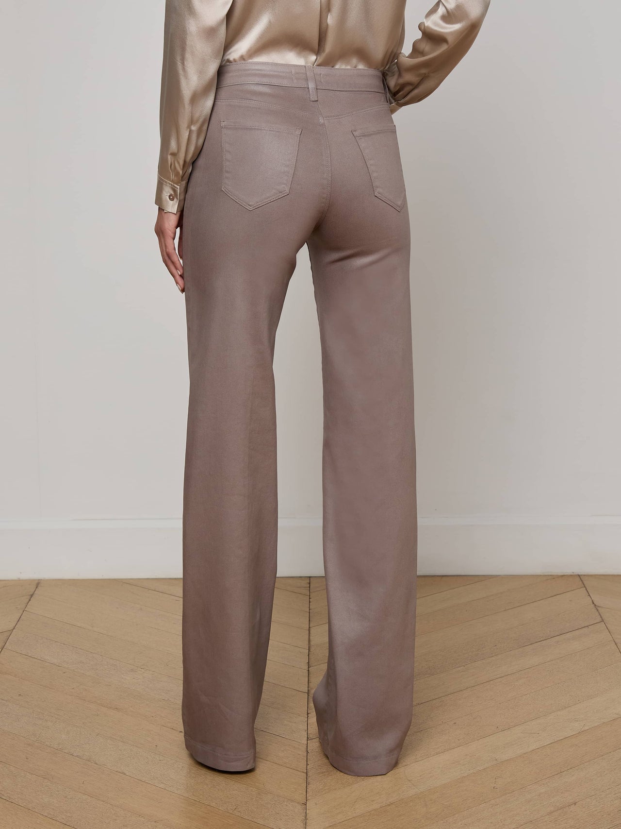 Clayton Coated Wide-Leg Jean in Driftwood Coated | L'AGENCE sale