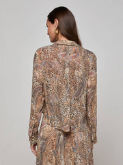 Cosette Button-Down Shirt in Brown/Blue Valencia Leopard | L'AGENCE near me