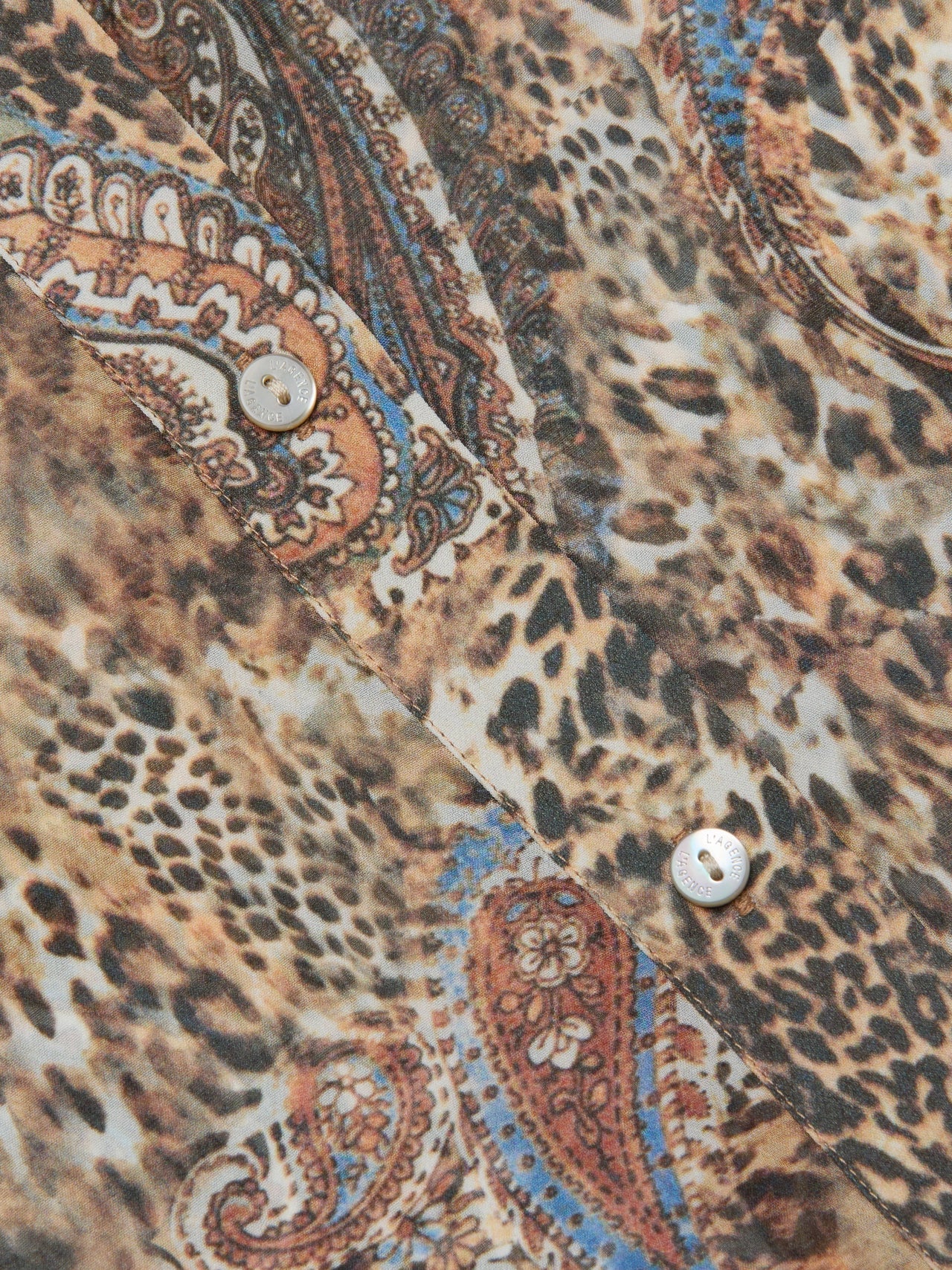 Cosette Button-Down Shirt in Brown/Blue Valencia Leopard | L'AGENCE near me