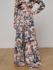 Nova Pleated Wide-Leg Pant in Tan Multi Western Toile | L'AGENCE discount