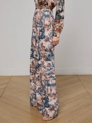 Nova Pleated Wide-Leg Pant in Tan Multi Western Toile | L'AGENCE discount