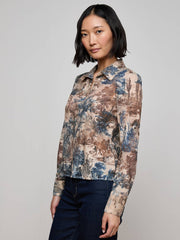 Maia Printed Lace Blouse in Tan Multi Western Toile | L'AGENCE near me